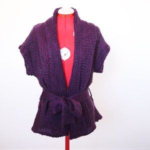 Knitted short-sleeved cardigan